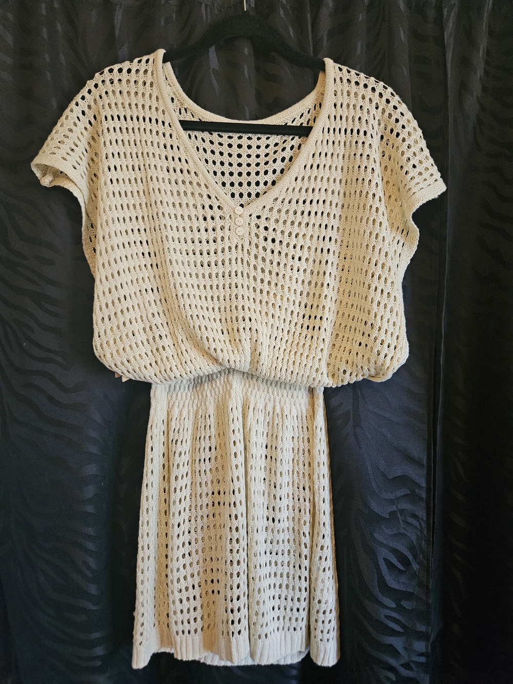 Cupshe Cream Crochet Knit Coverup Dress